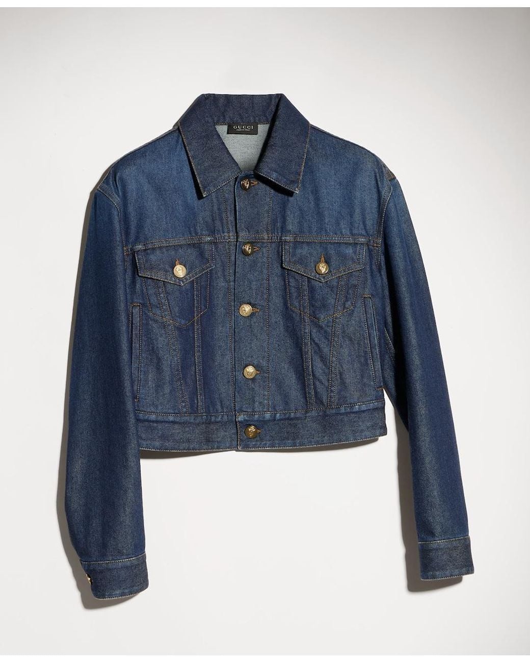 Gucci Black Cropped Crest-Button Jacket