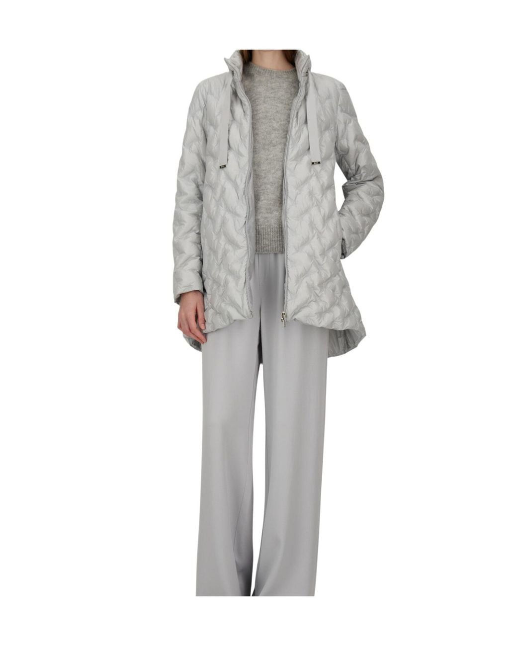 Herno Gray Resort Quilted Long Down Jacket