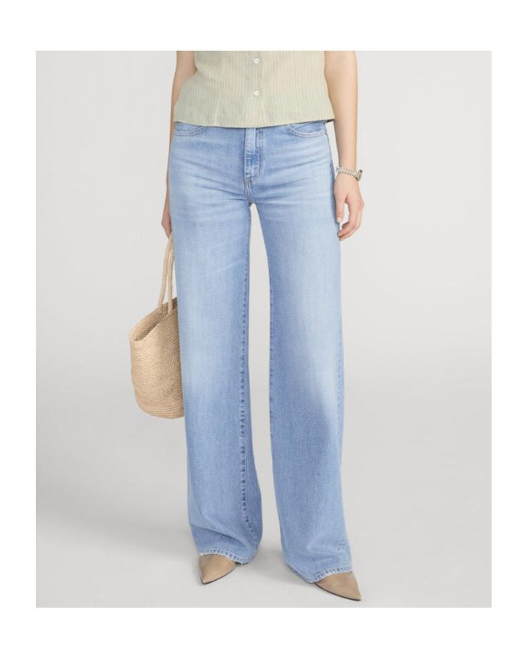 FRAME Blue The Stroll High-Rise Wide-Leg Jeans