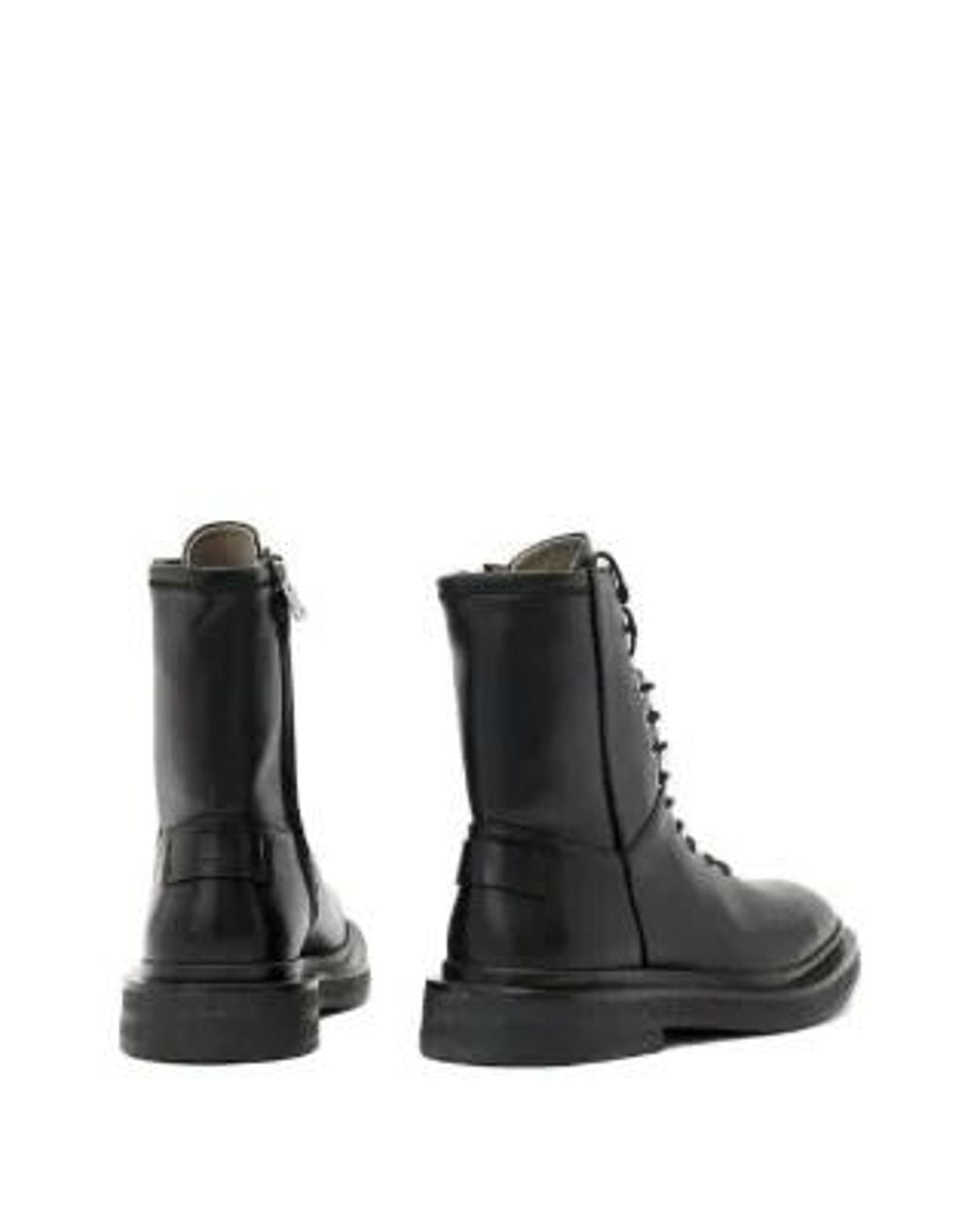 AllSaints Black Escher Lace-Up Zip Combat Boots