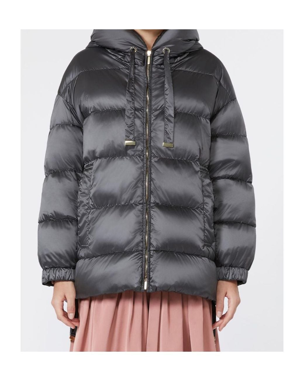 Max Mara Gray Long-Sleeved Cotton-Padded Jacket