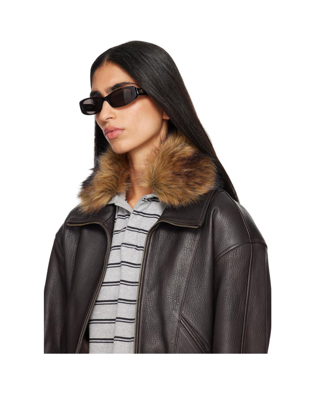 Balenciaga White Eyewear Rectangular Frame Sunglasses