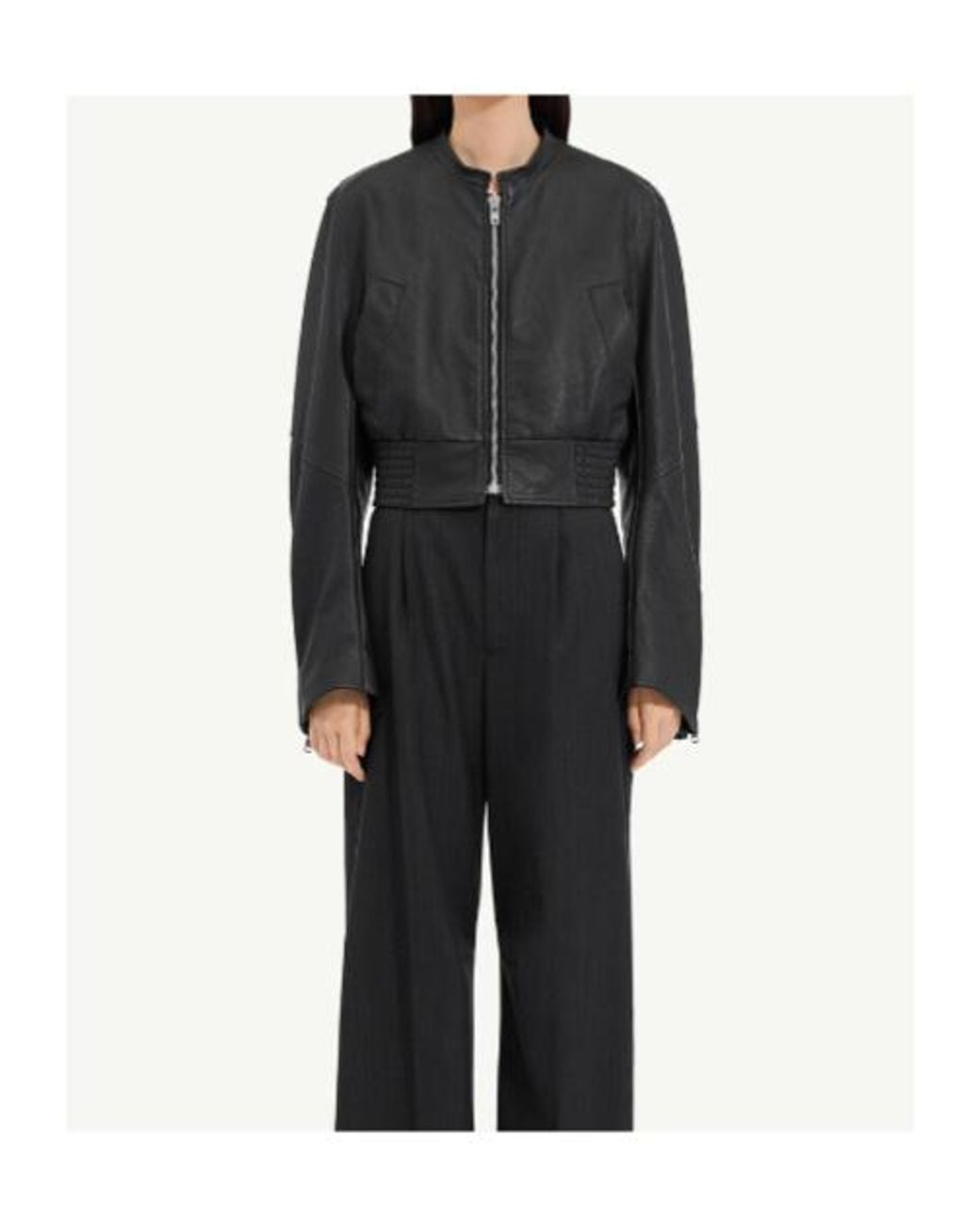 MM6 by Maison Margiela Black Cropped Bomber Jacket