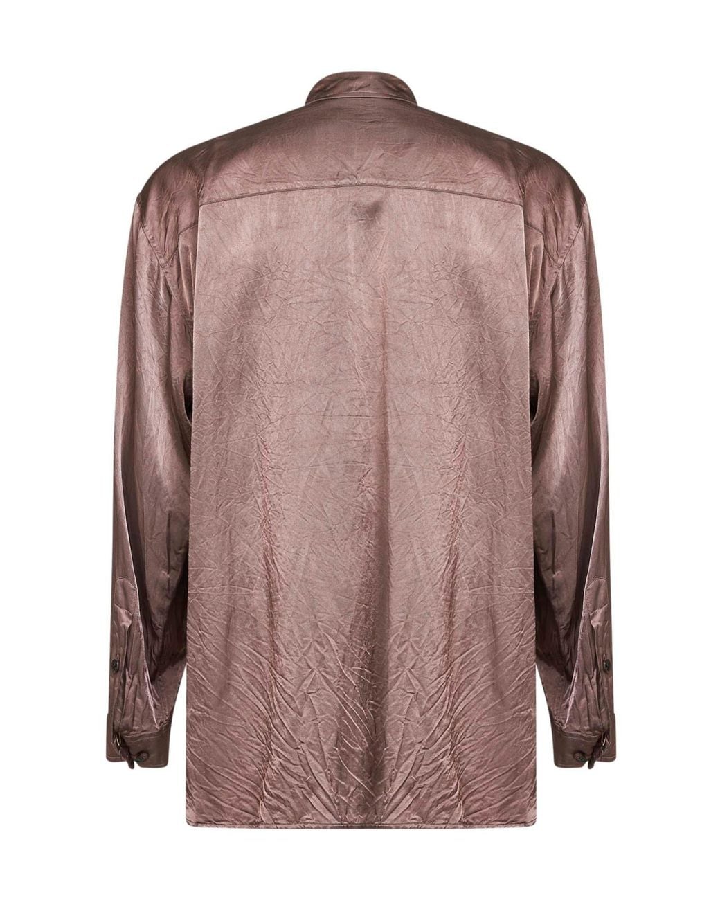 Dries Van Noten Pink Long-Sleeved Satin Shirt for men