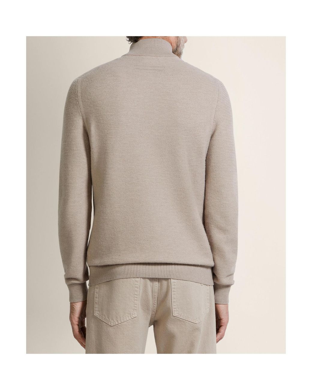 Zegna Gray Light Taupe Vellus Aureum Zip Mock Neck for men