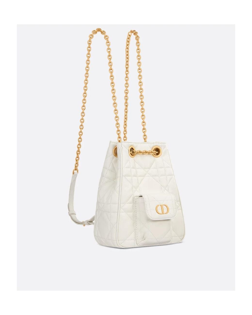 Dior White Drawstring Backpack