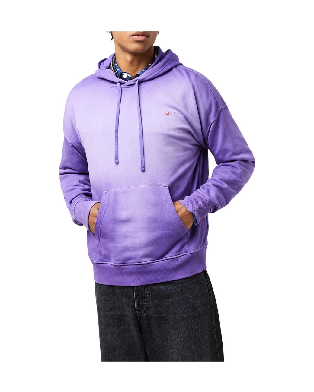 DIESEL Purple Gradient Wash Drawstring Hoodie for men