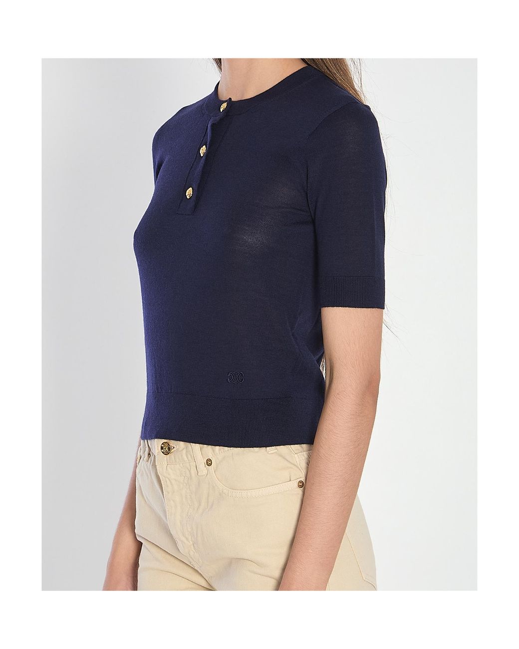 Céline Blue Crew Neck Sweater