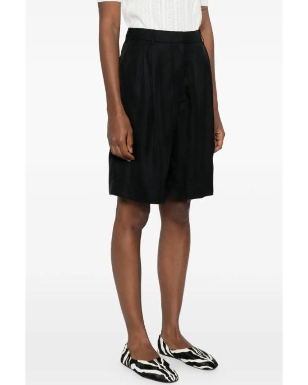 Frankie Shop Black Marfa Pleated Shorts