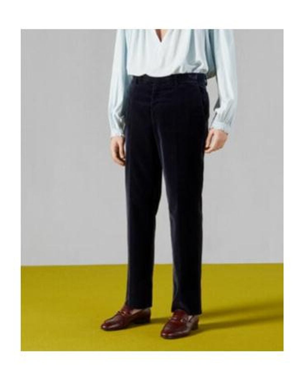 Gucci Blue Stretch Velvet Formal Trousers for men