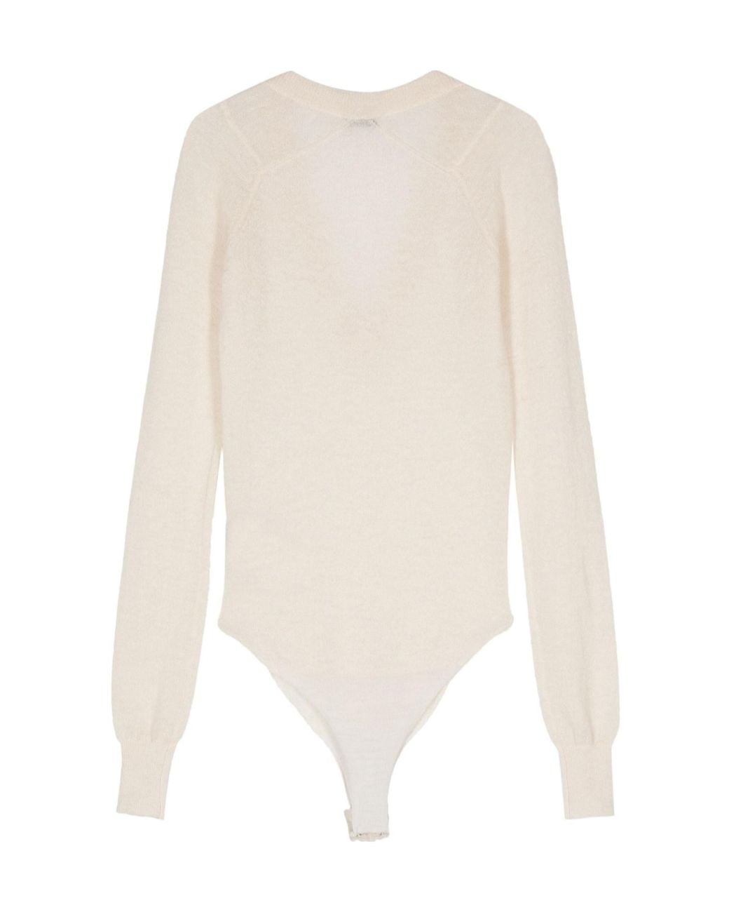 Haikure White Rita V-Neck Long-Sleeve Bodysuit