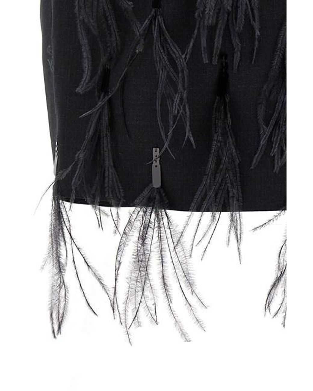 Brunello Cucinelli Black Feather Detailed Sleeveless Crewneck Top