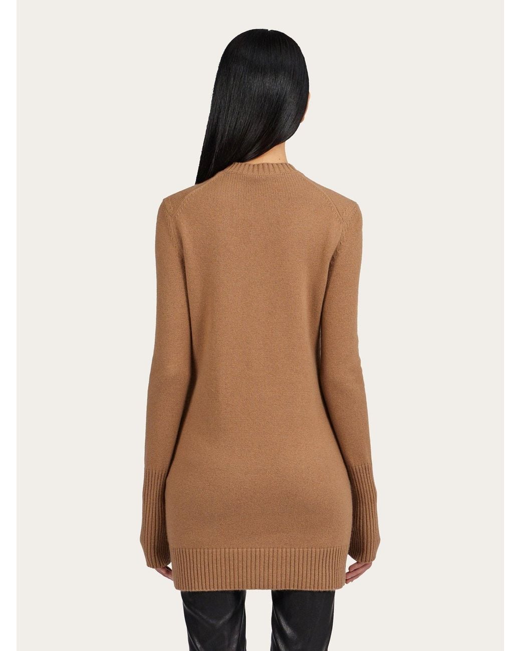 Ferragamo Brown Ferragamo Crewneck Mini Dress