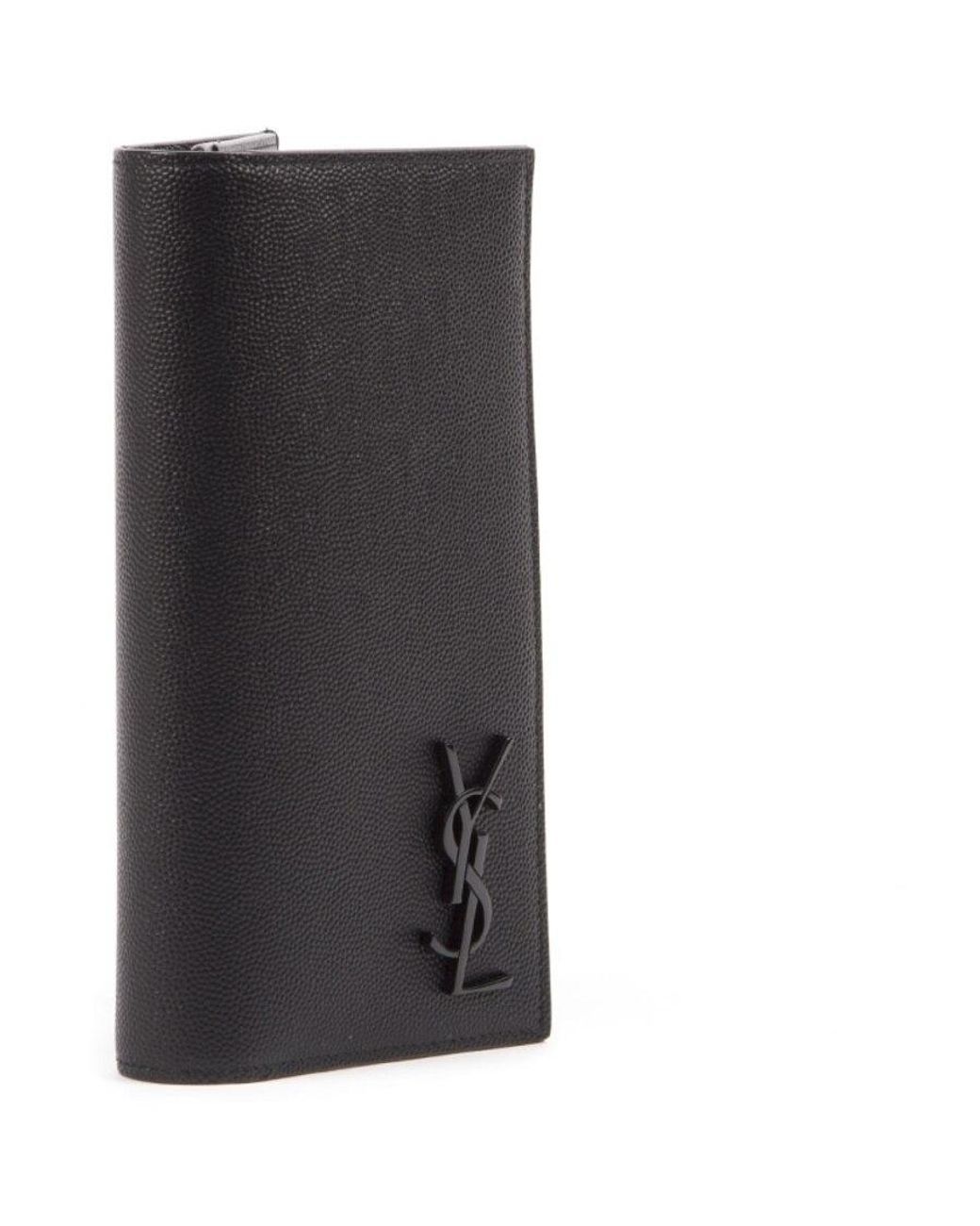Saint Laurent Gray Long Logo Appliqué Wallet for men