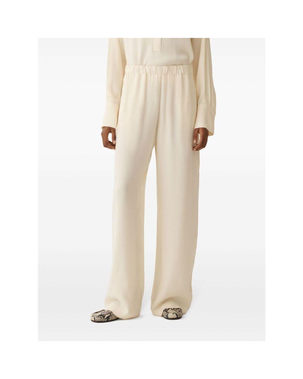 Fabiana Filippi Natural Elastic Waistband Enver Satin Trousers