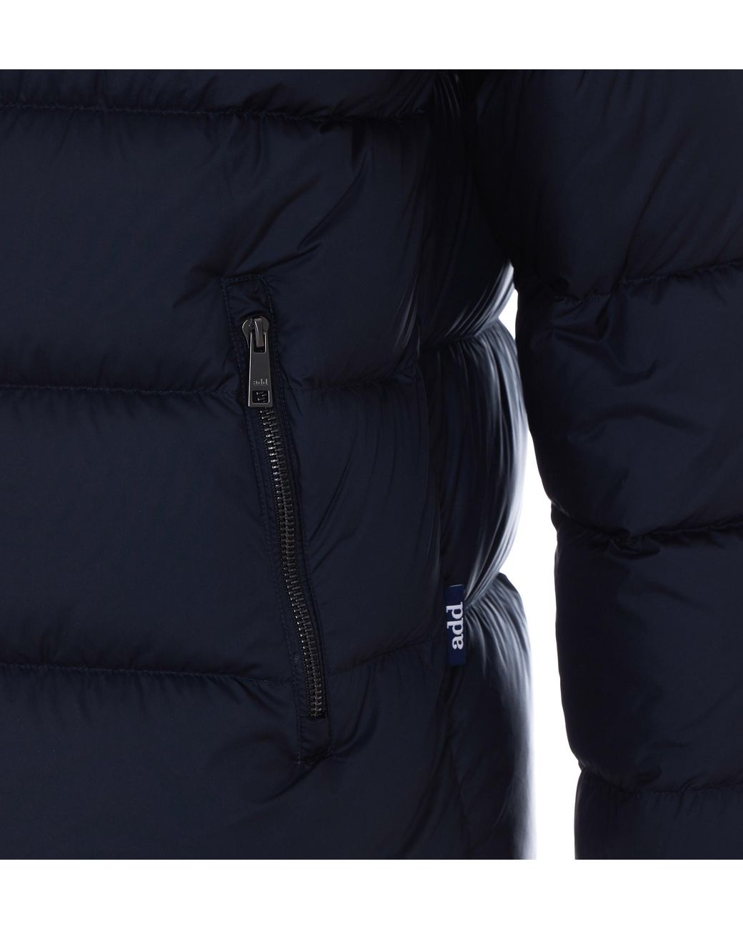 Add Blue Hooded Zip-Up Down Jacket for men
