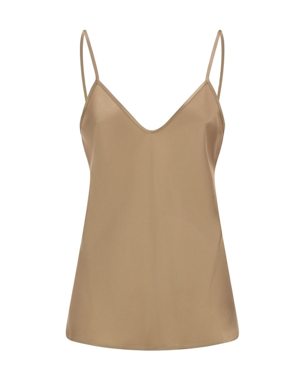 Max Mara Brown Maxmara Studio Msecomma – Fluid Satin Camisole Top With Slim Straps