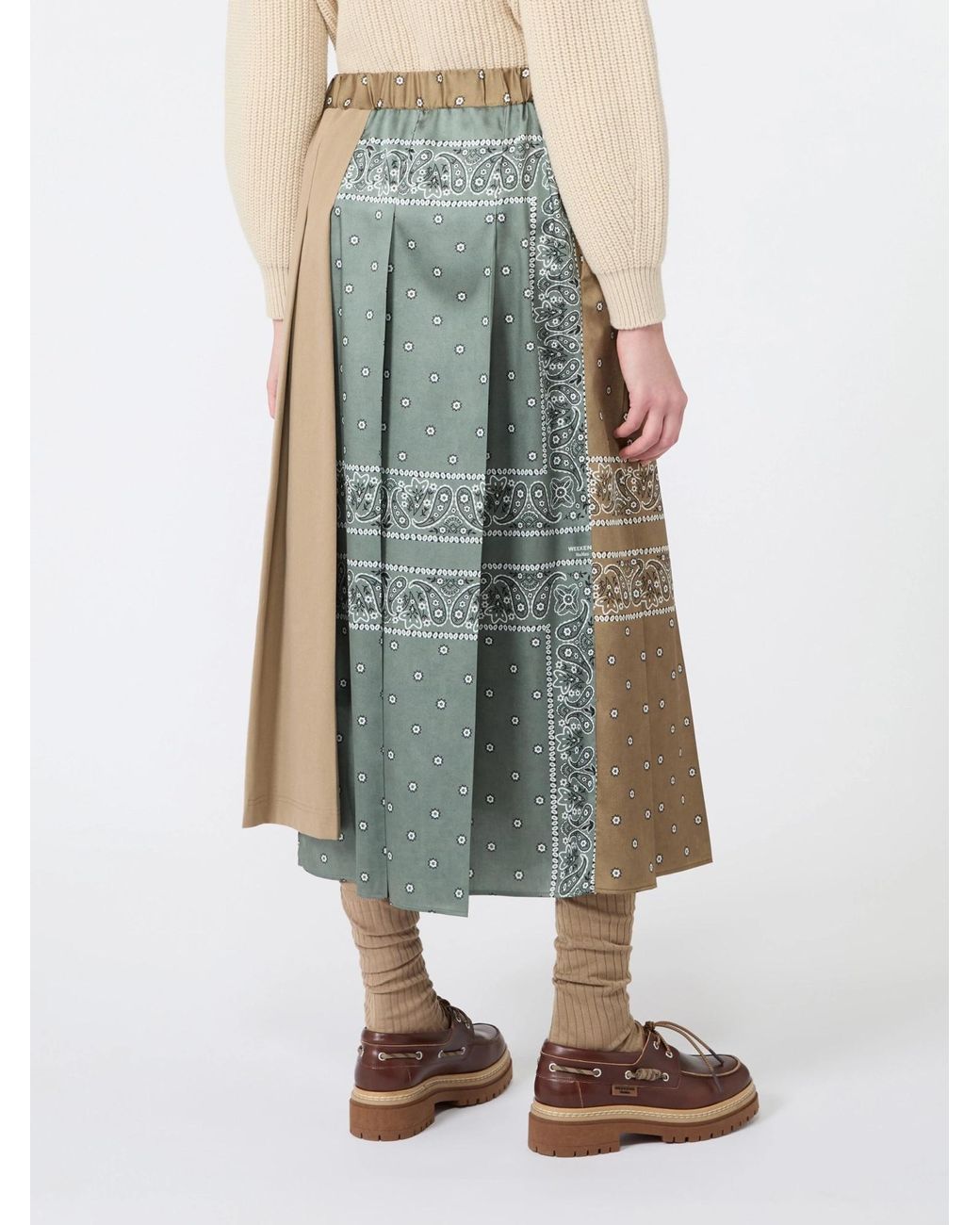 Weekend by Maxmara Natural Asymmetric Pleated Midi Skirt