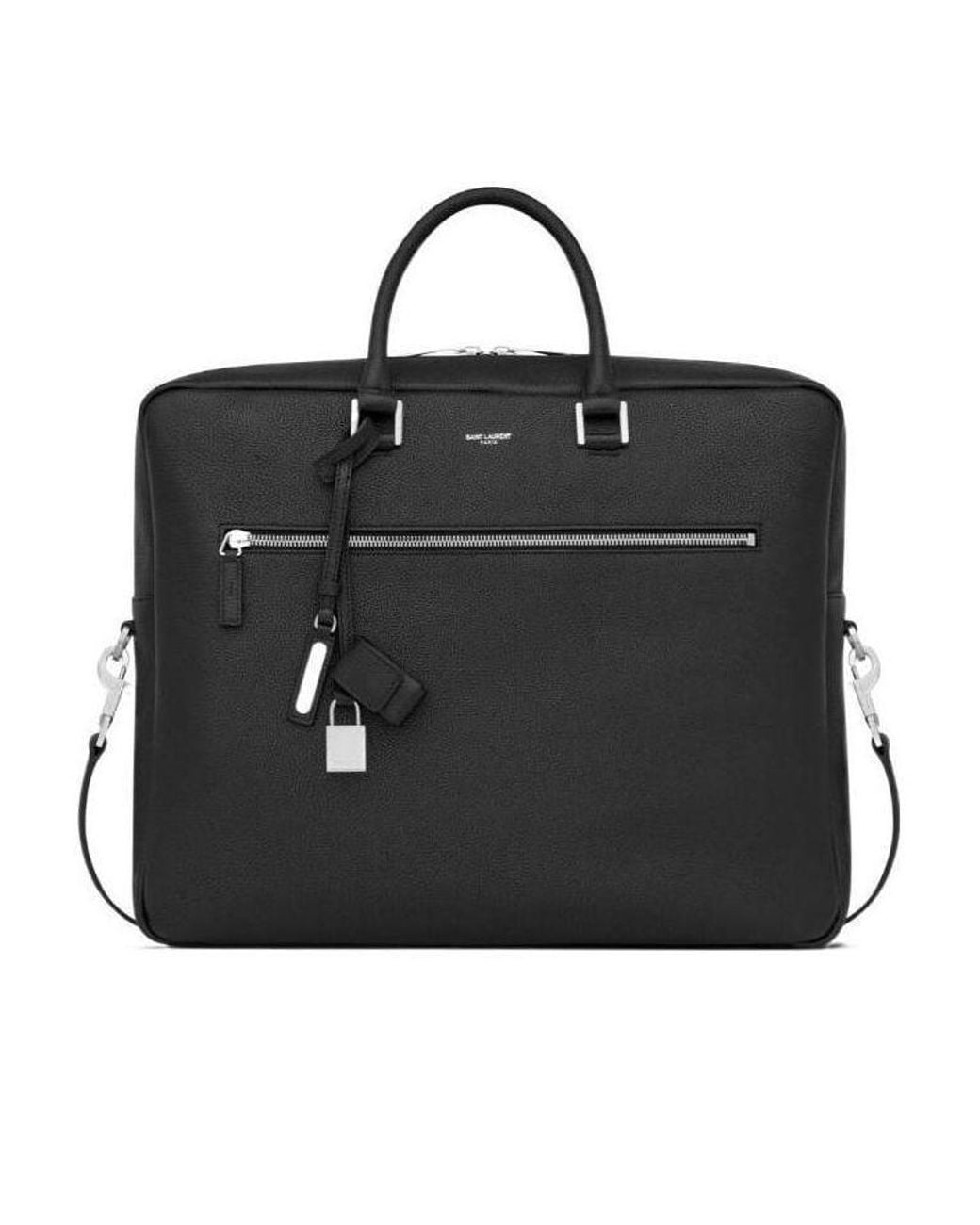 Saint Laurent Black Logo-Stamp Briefcase for men