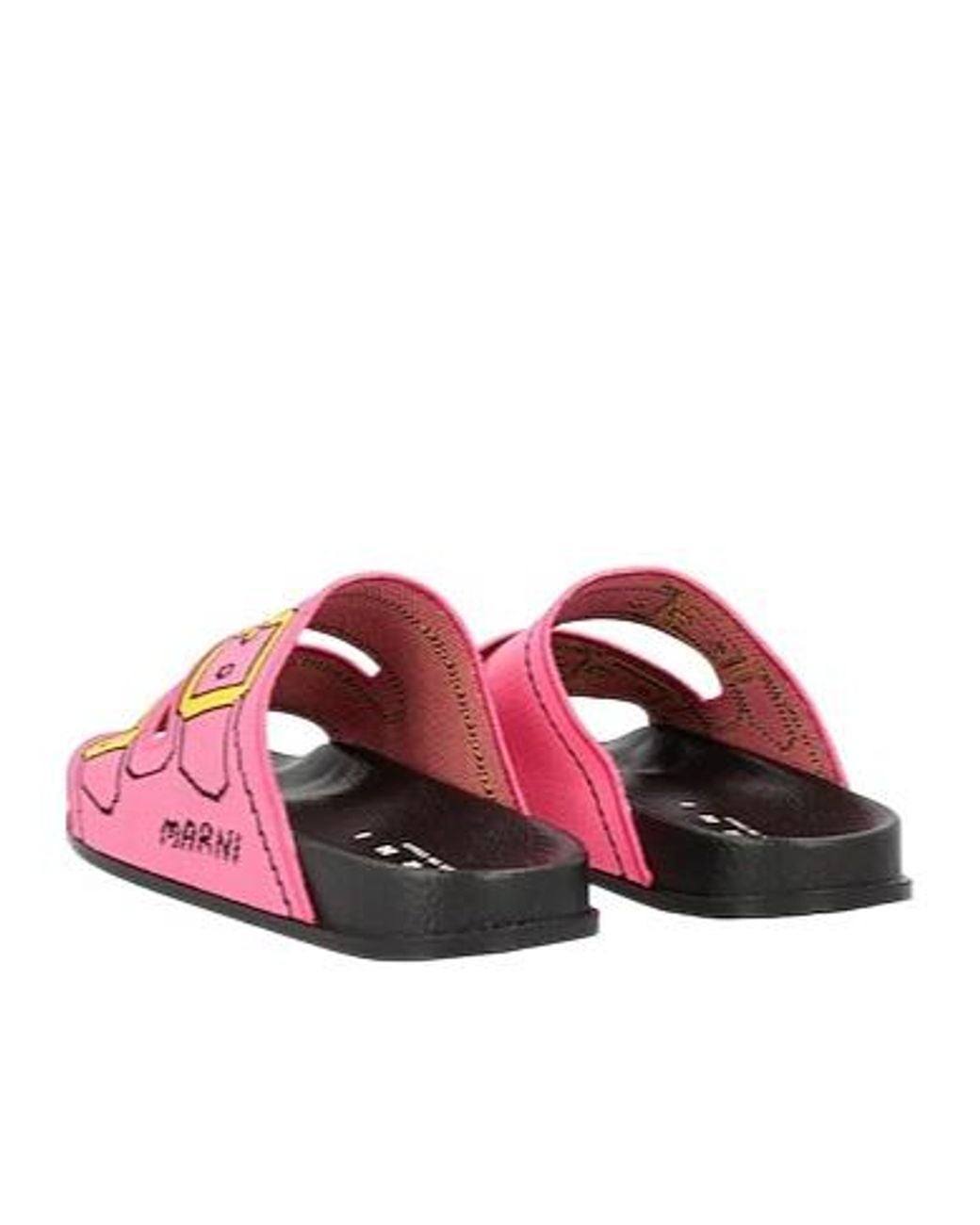 Marni Pink Colorful Patterned Slippers