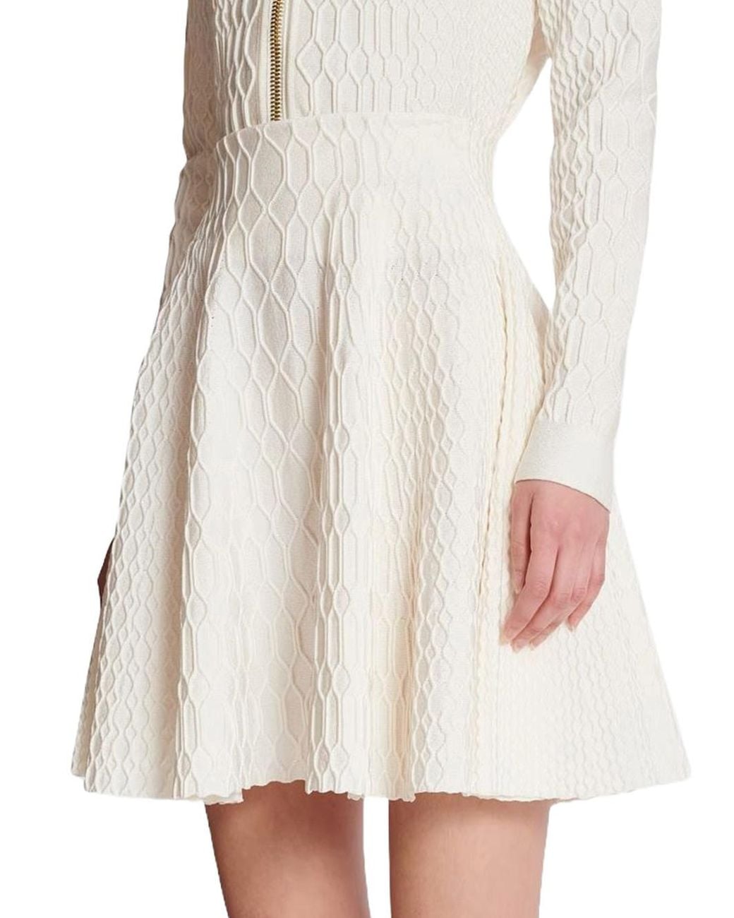 Balmain Natural Flared Knit Skirt