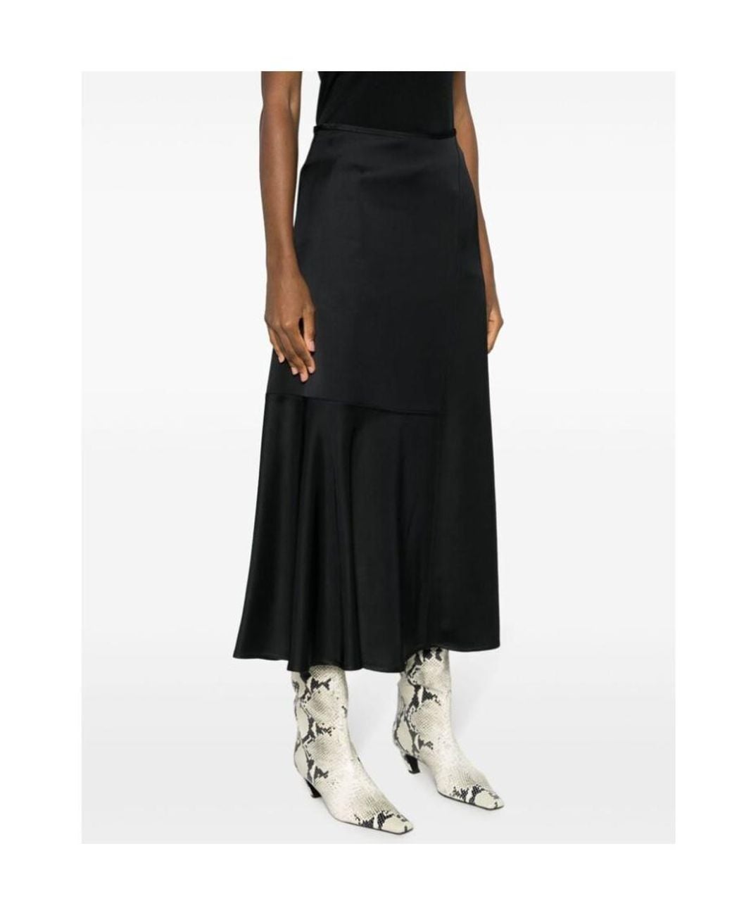 Jil Sander Black High-Waist Panelled Midi Skirt