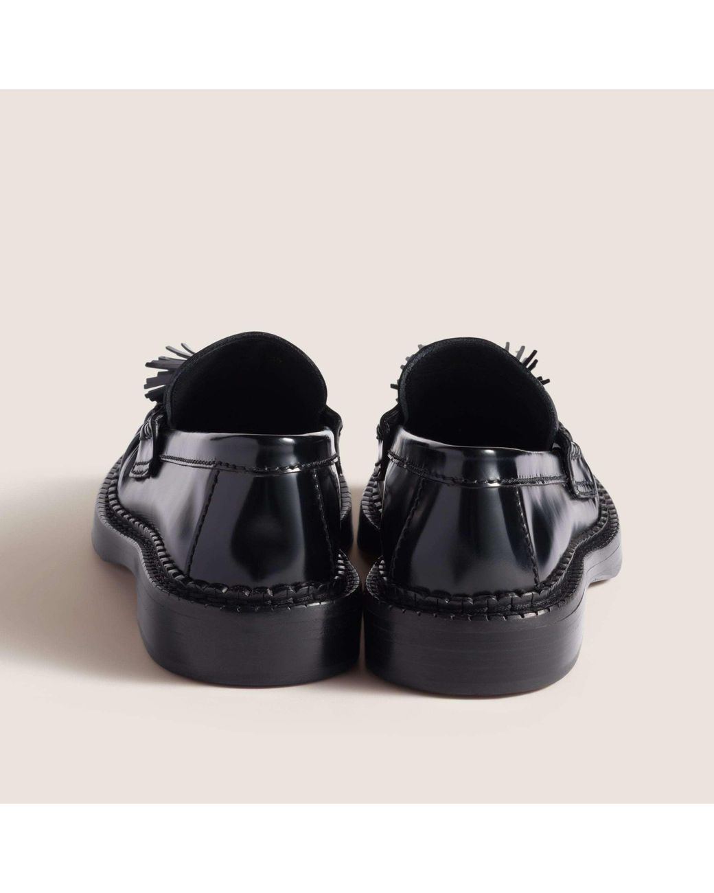 Miu Miu Black Tassel Leather Loafers