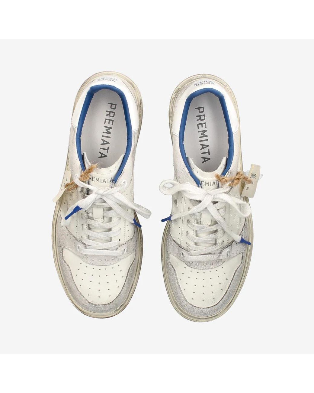 Premiata White Logo Sports Shoes