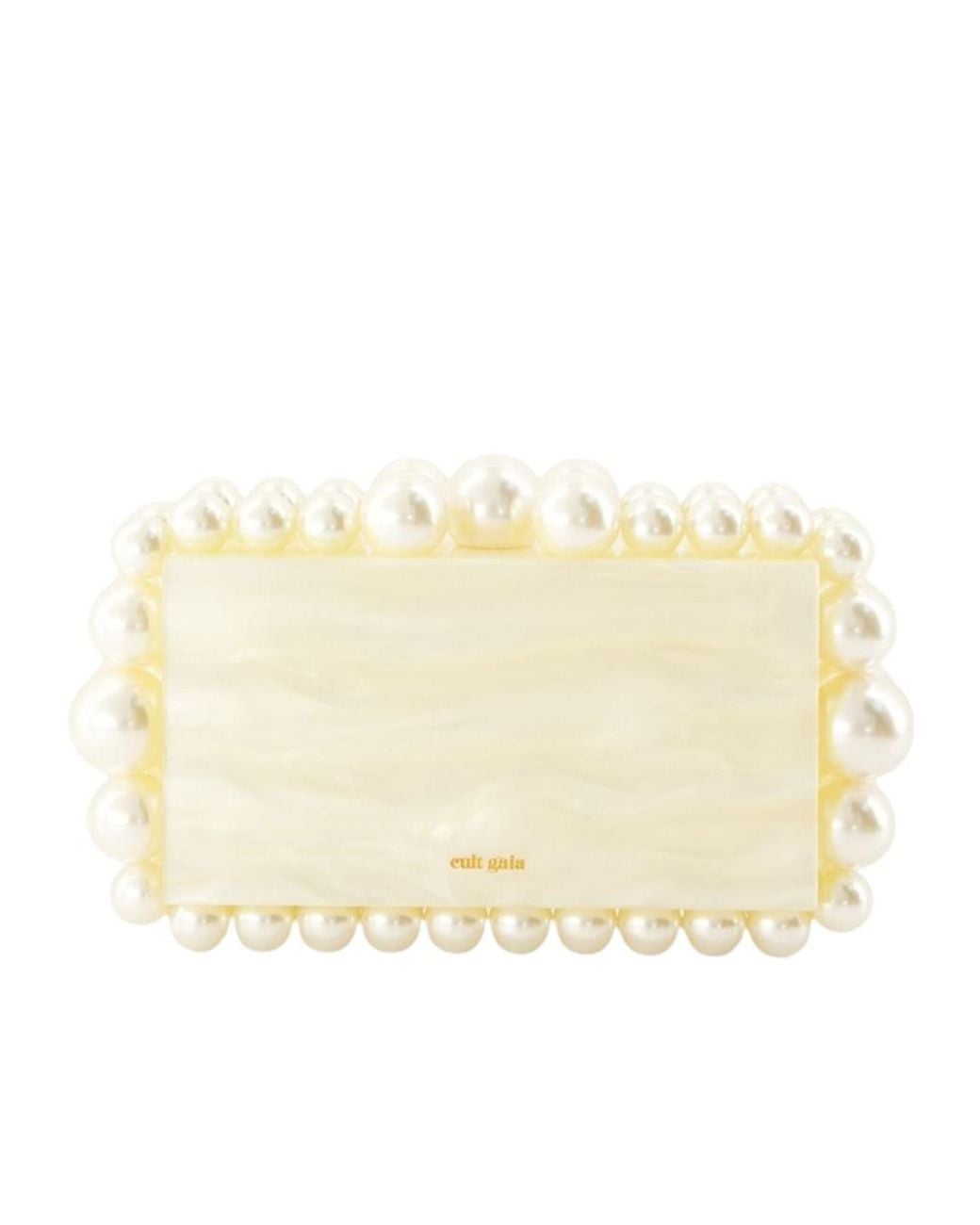 Cult Gaia Natural Eos Pearl-Embellished Cluch Bag