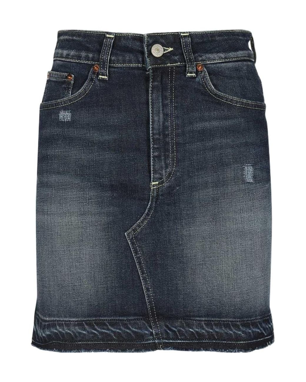 Dondup Blue Faded Denim Mini Skirt