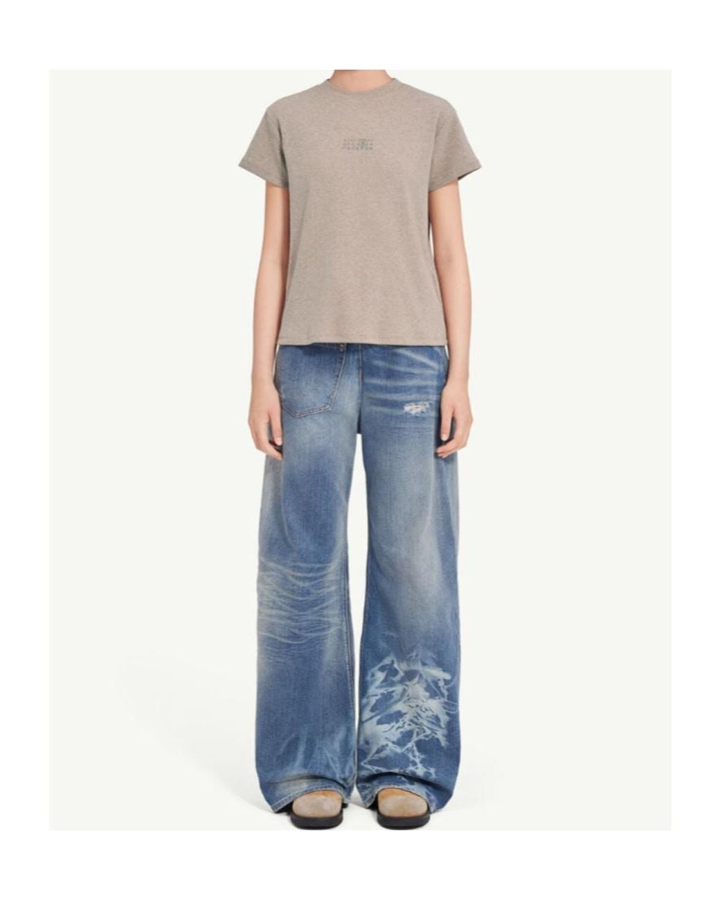 MM6 by Maison Margiela Gray Wool-Blend Rib-Jersey T-Shirt