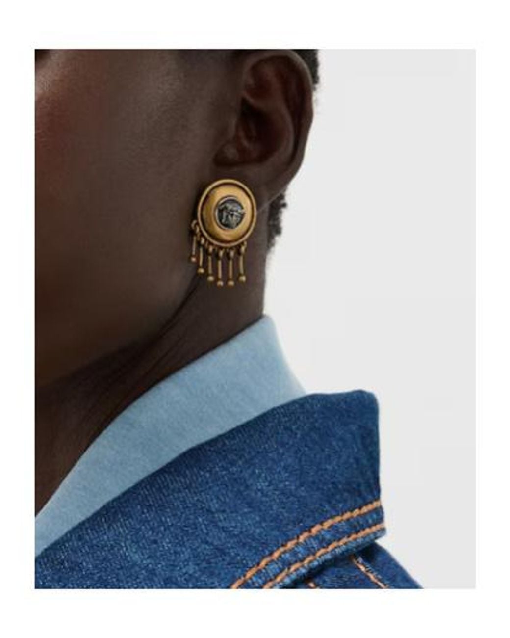 Versace Metallic Medusa Clip-On Drop Earrings