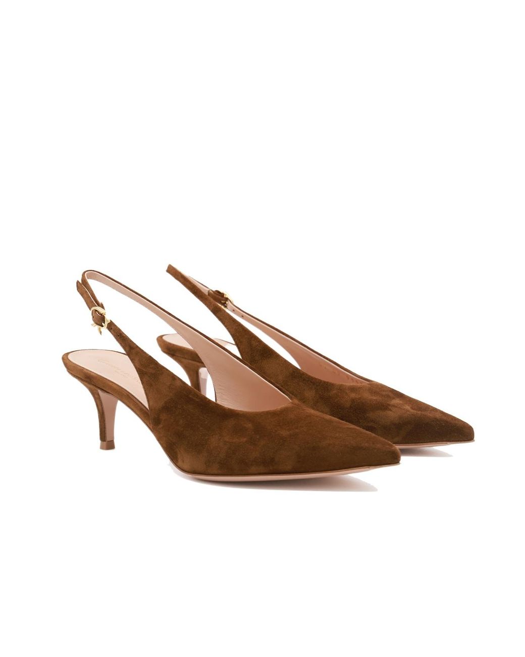 Gianvito Rossi Brown Robbie Kitten Heel Slingback Pumps