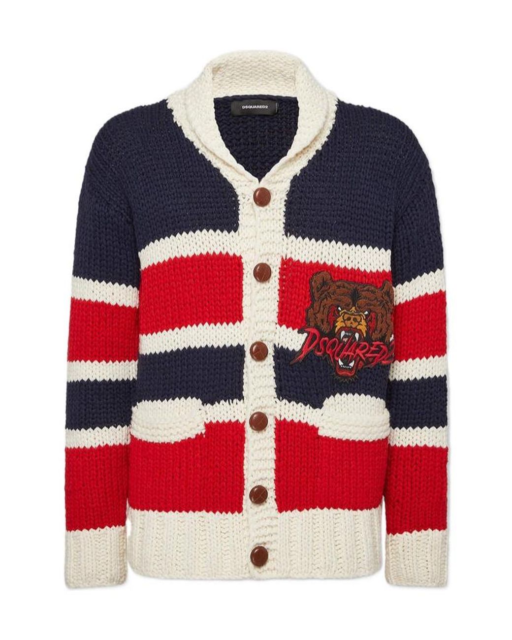 DSquared² Red Striped Knit Cardigan for men