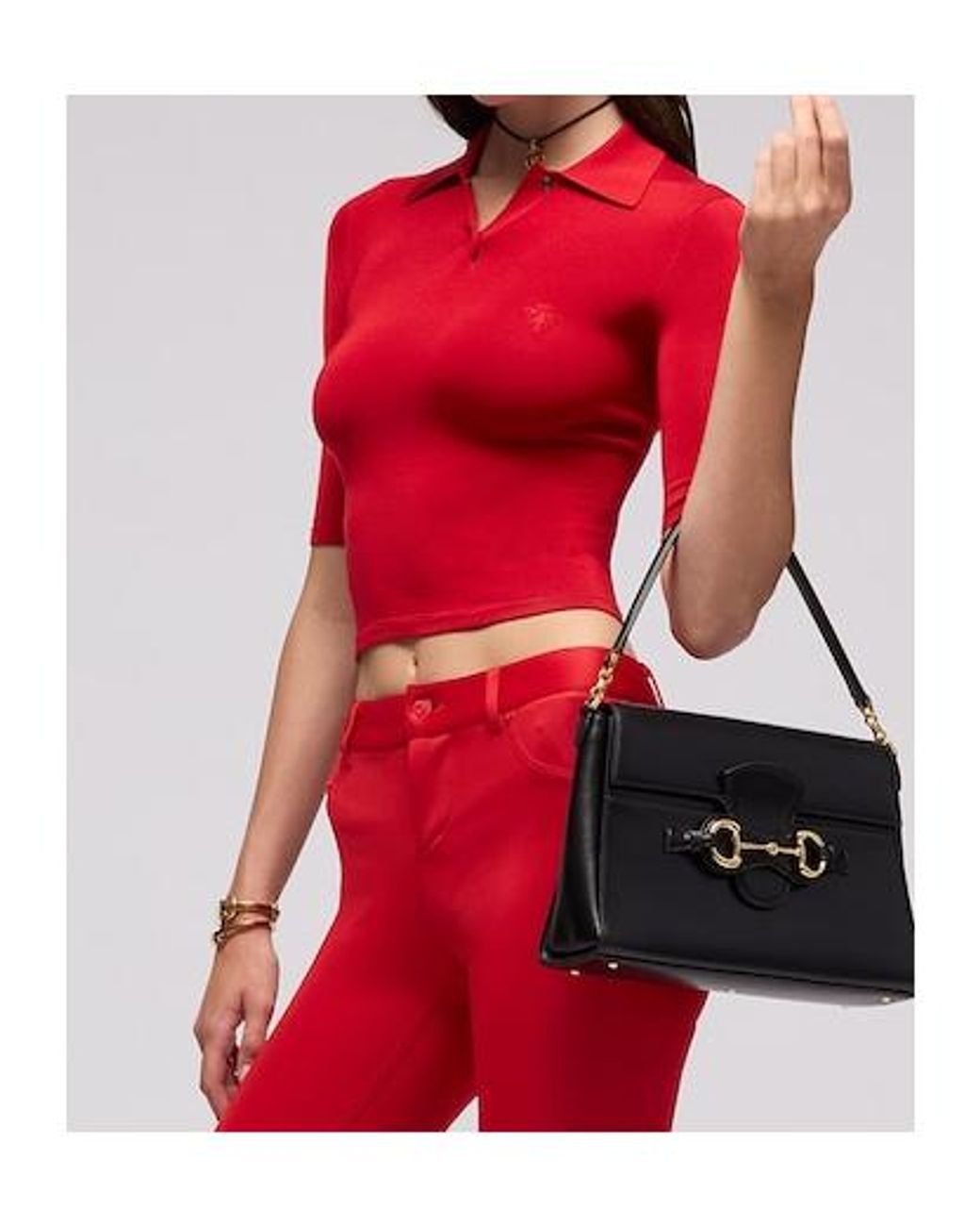 Gucci Red Fine Stretch Knit Polo Shirt