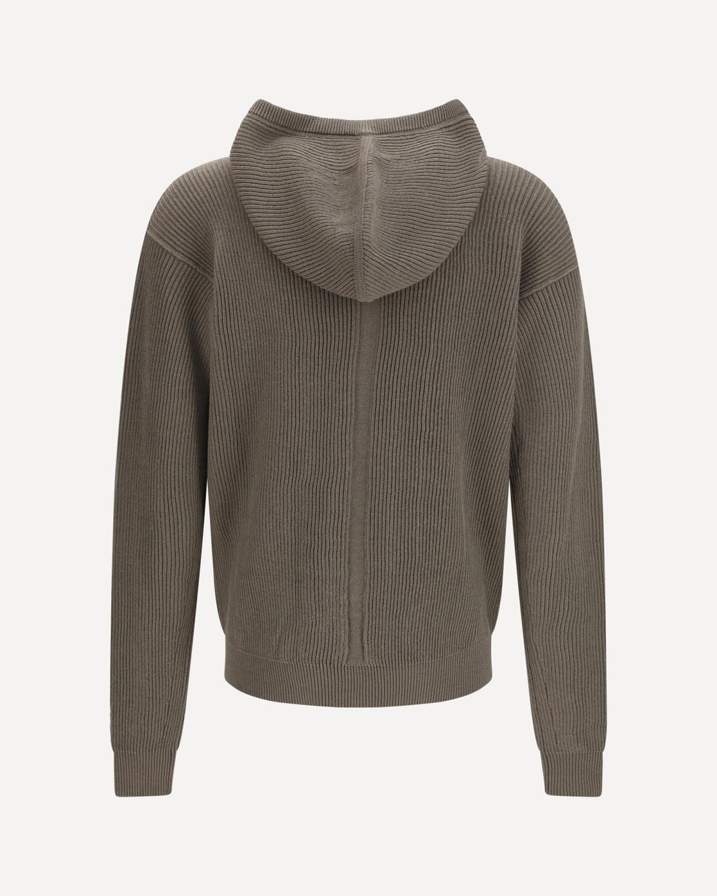 Rick Owens Gray Ribbed Zip-Up Hoodie for men
