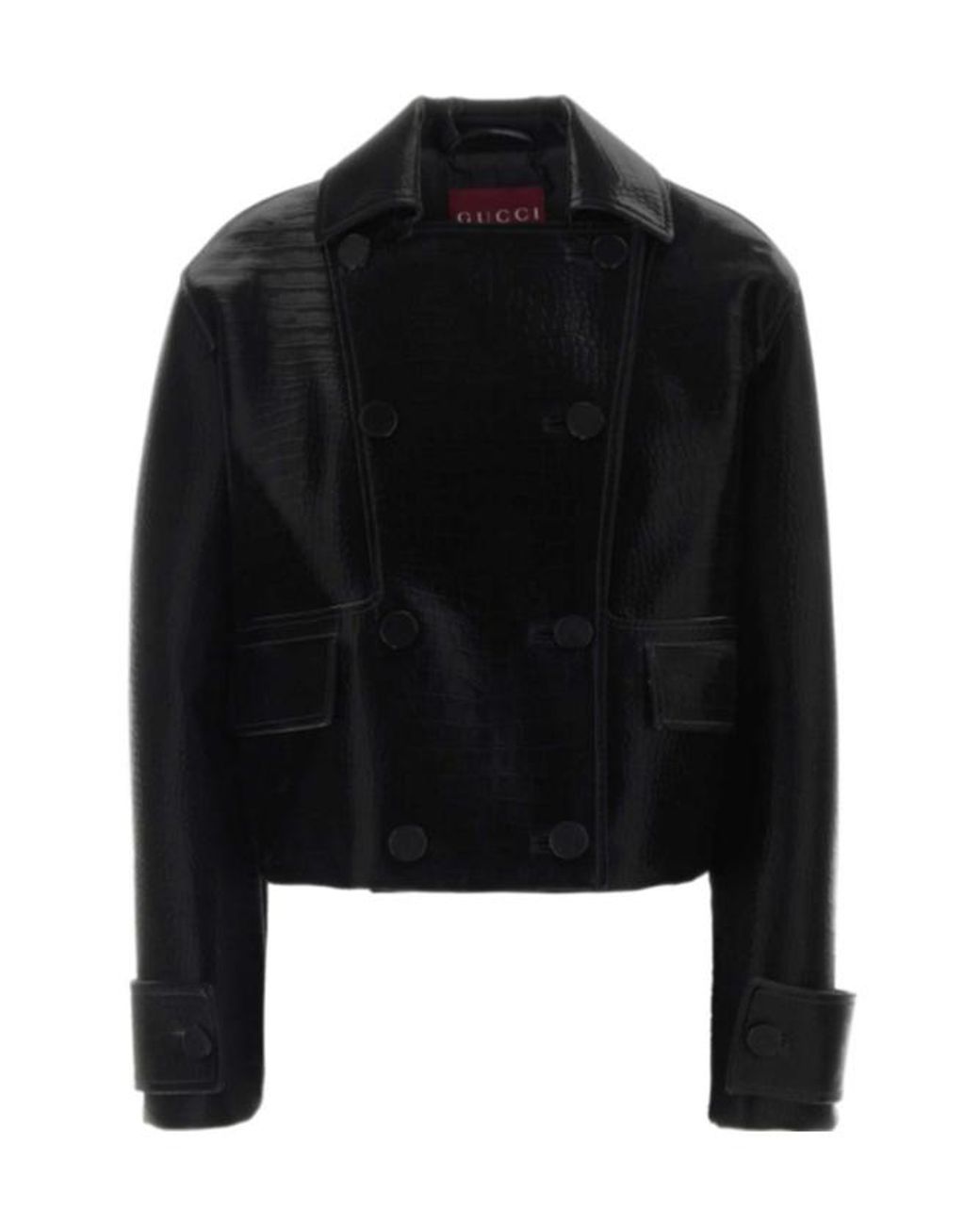 Gucci Black Double Breasted Leather Jacket