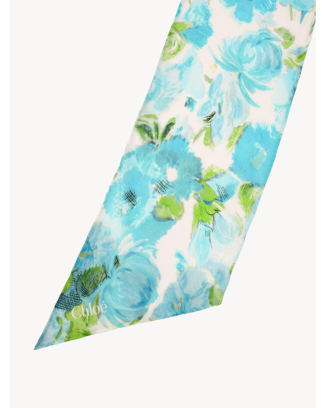 Chloé Blue Printed Silk Scarf
