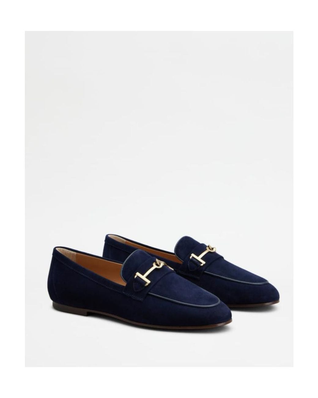 Tod's Blue Logo Plaque Almond Toe Loafers