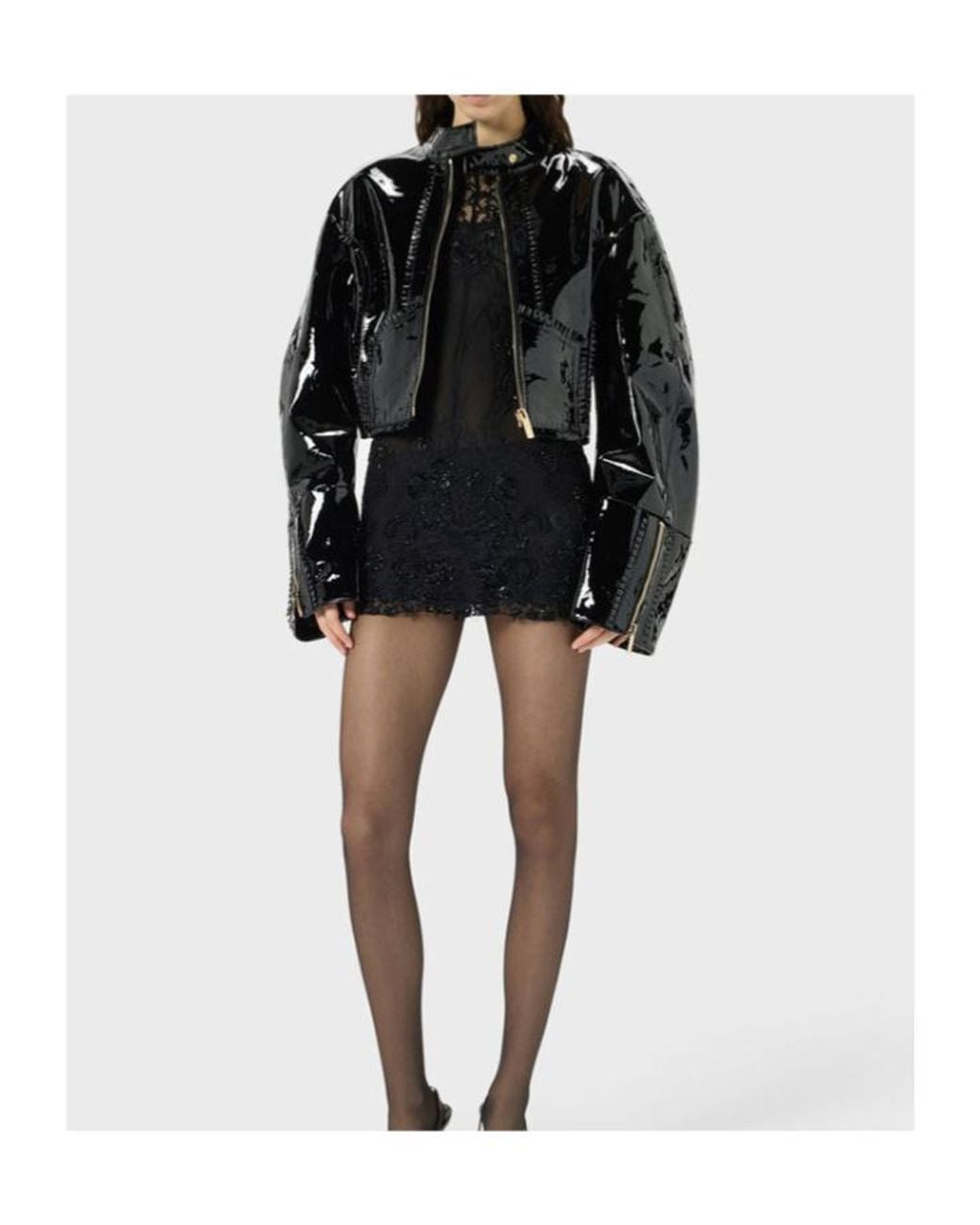 Blumarine Black Short Lace Dress With Embroidery