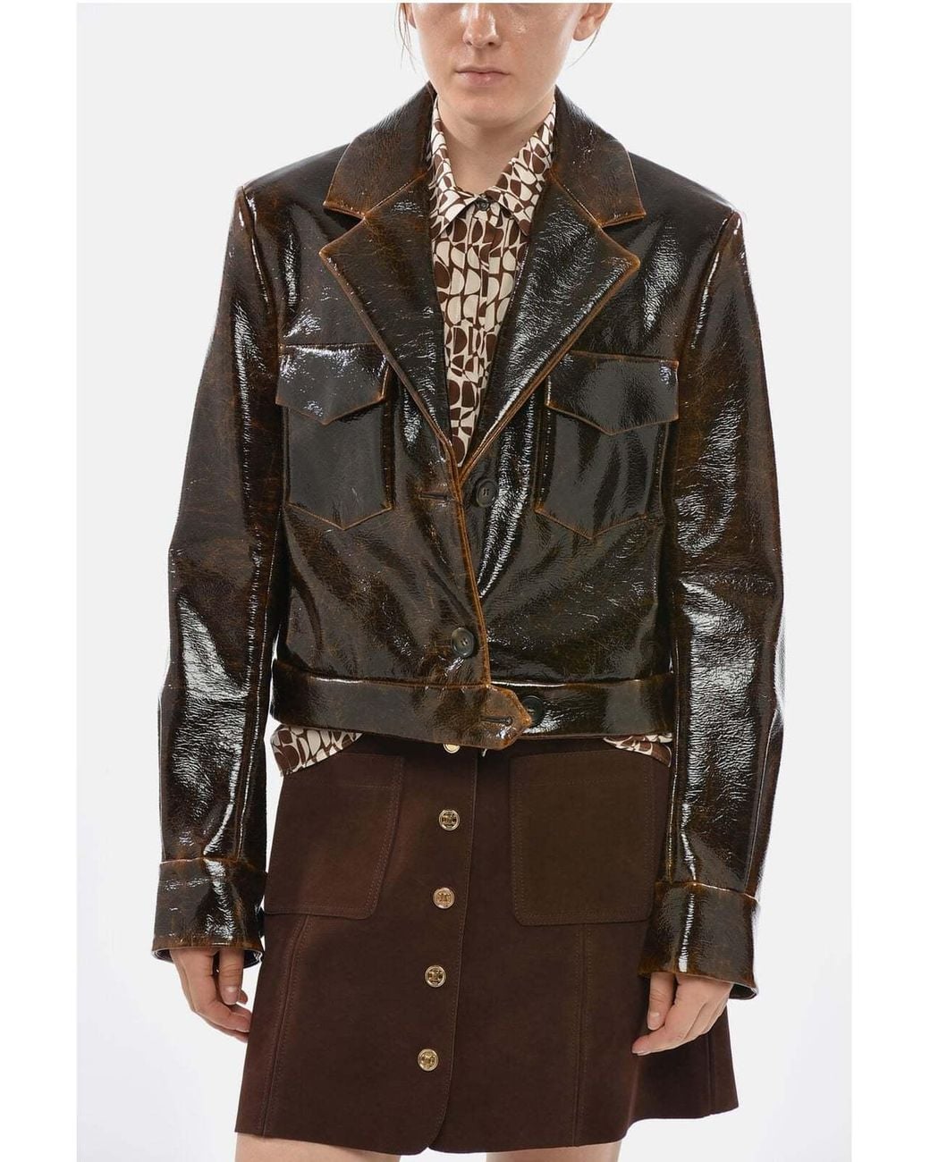 Max Mara Brown Macro Cropped Jacket