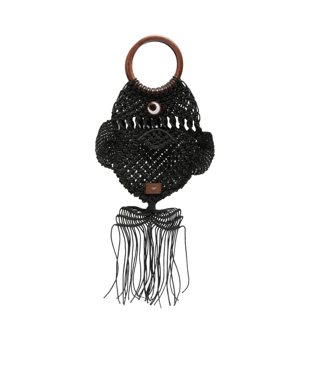 Anya Hindmarch Black Macramé Fish Clutch Bag