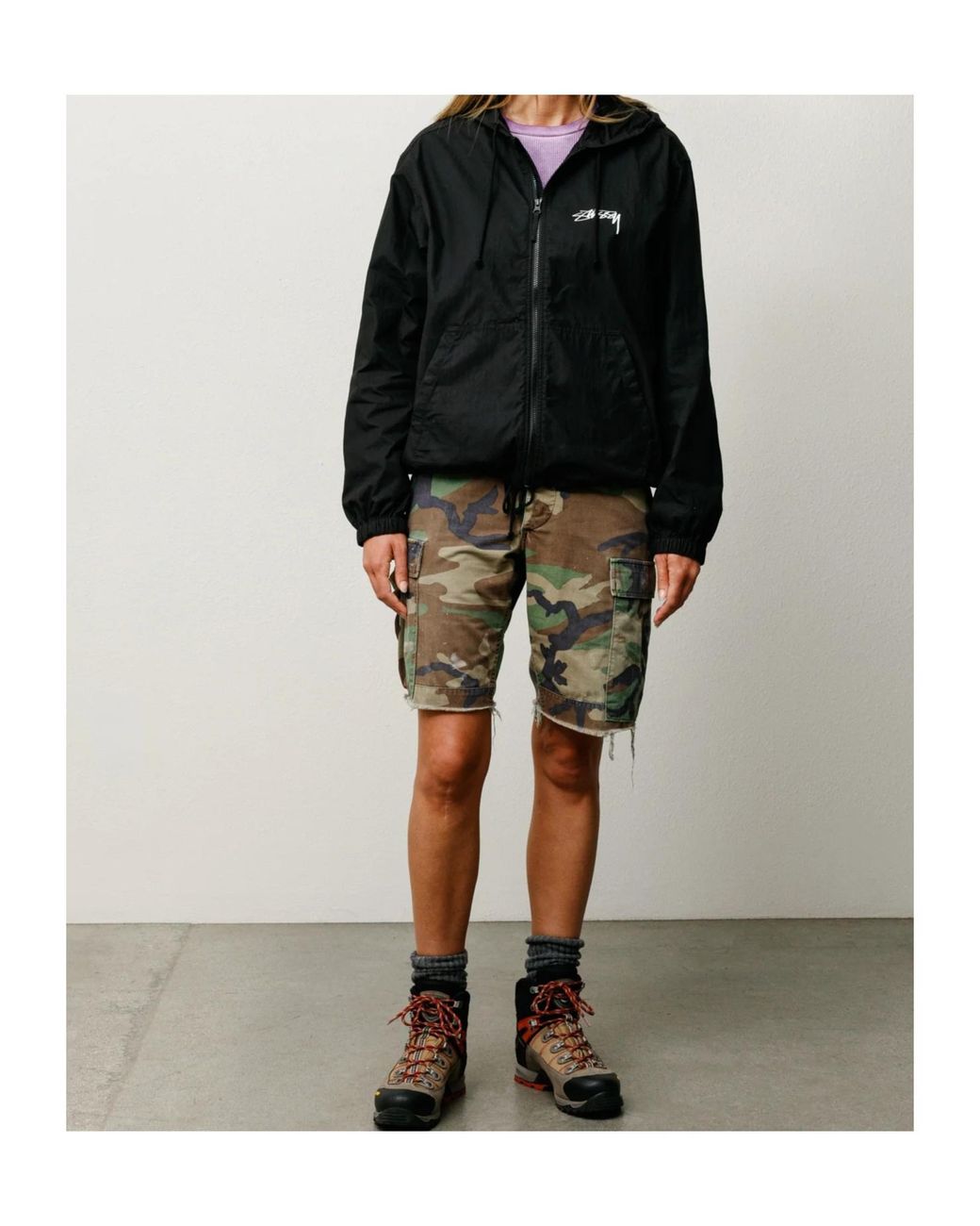 Stussy Black Stüssy Logo Zip Hooded Jacket for men