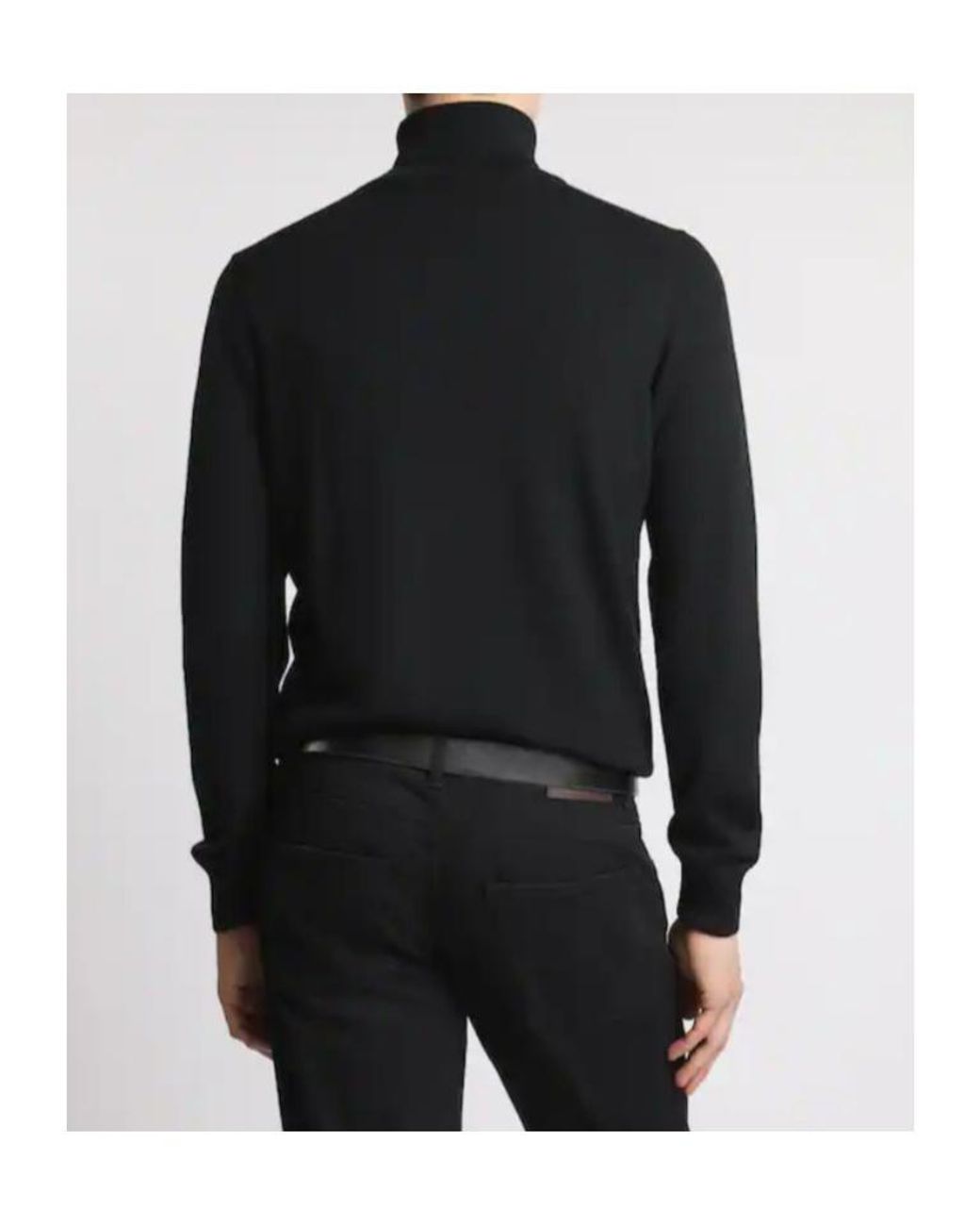 Fay Black High Neck Wool Sweater for men