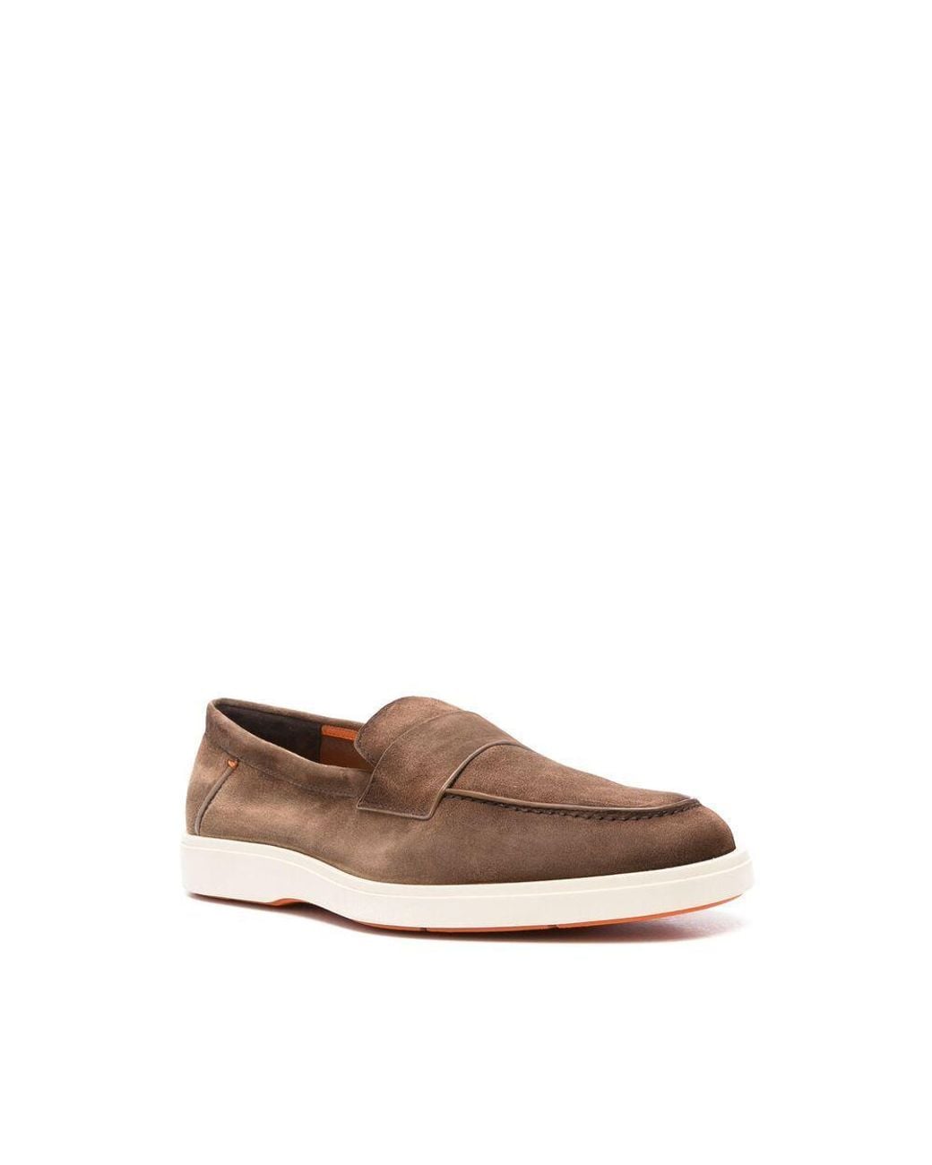 Santoni Brown Revolve Eaam 21 Almond Toe Loafers for men