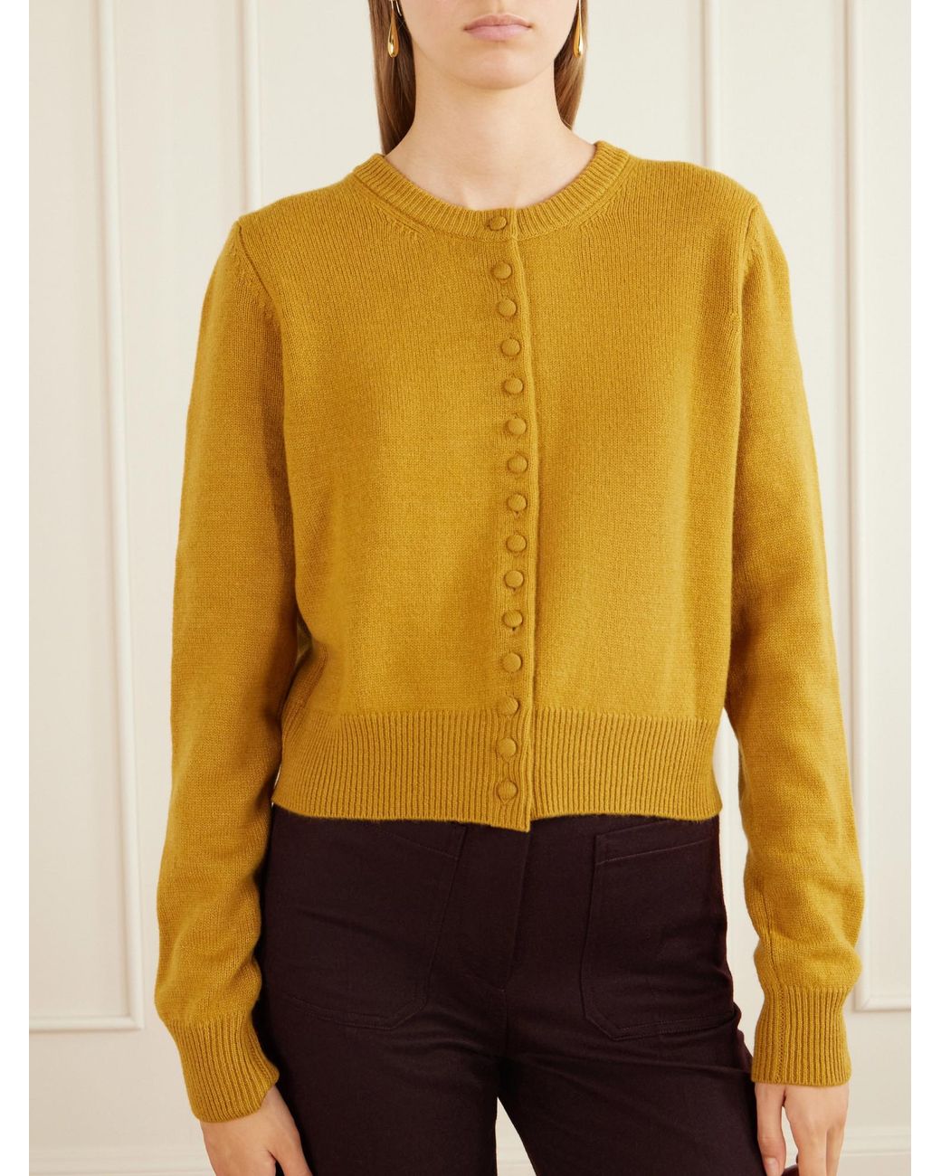 TOVE Yellow Wool And Cashmere-Blend Cardigan