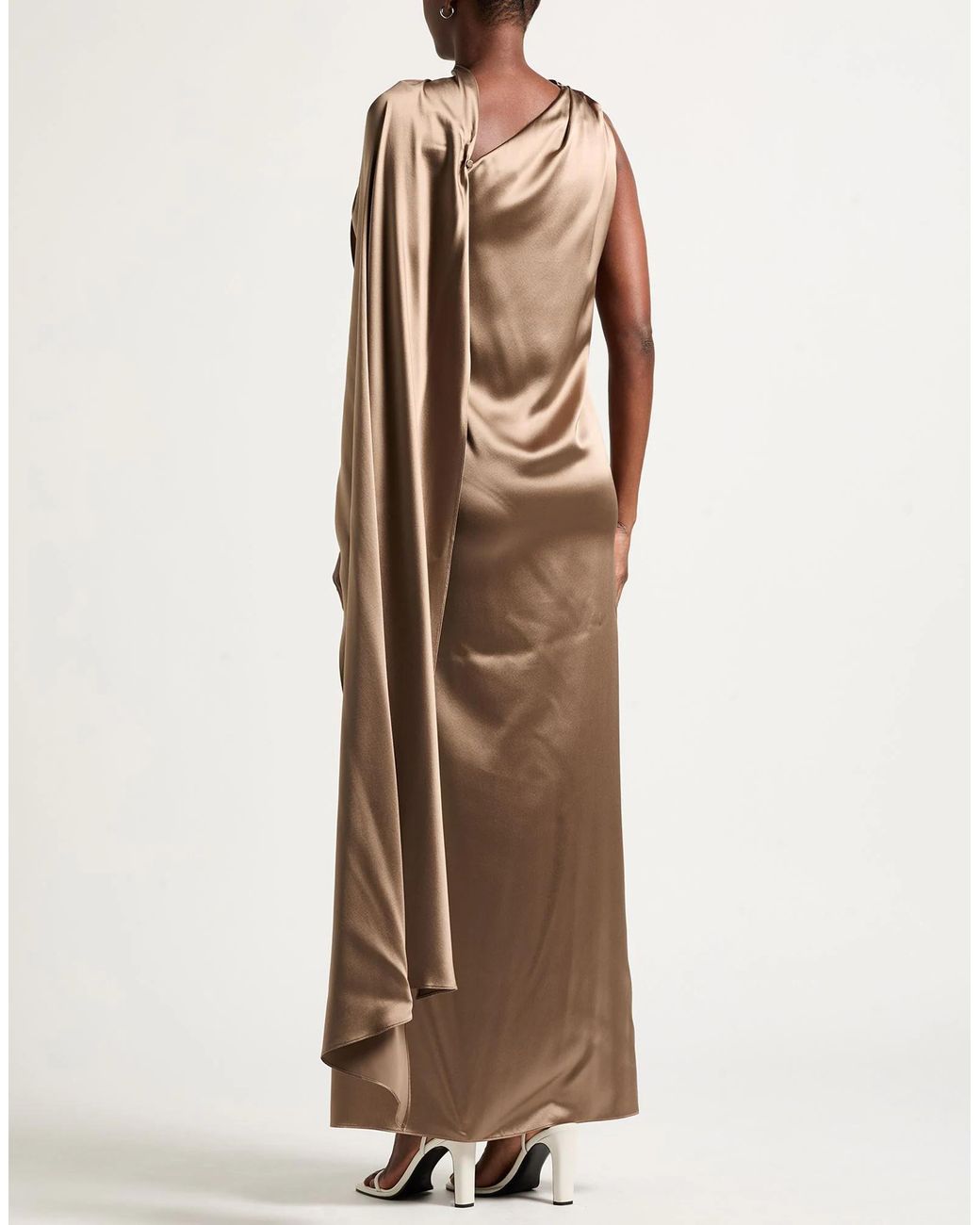 Max Mara Brown Satin Sleeveless Gown