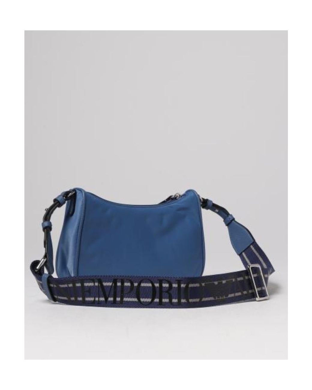 Emporio Armani Blue Logo-Strap Shoulder Bag