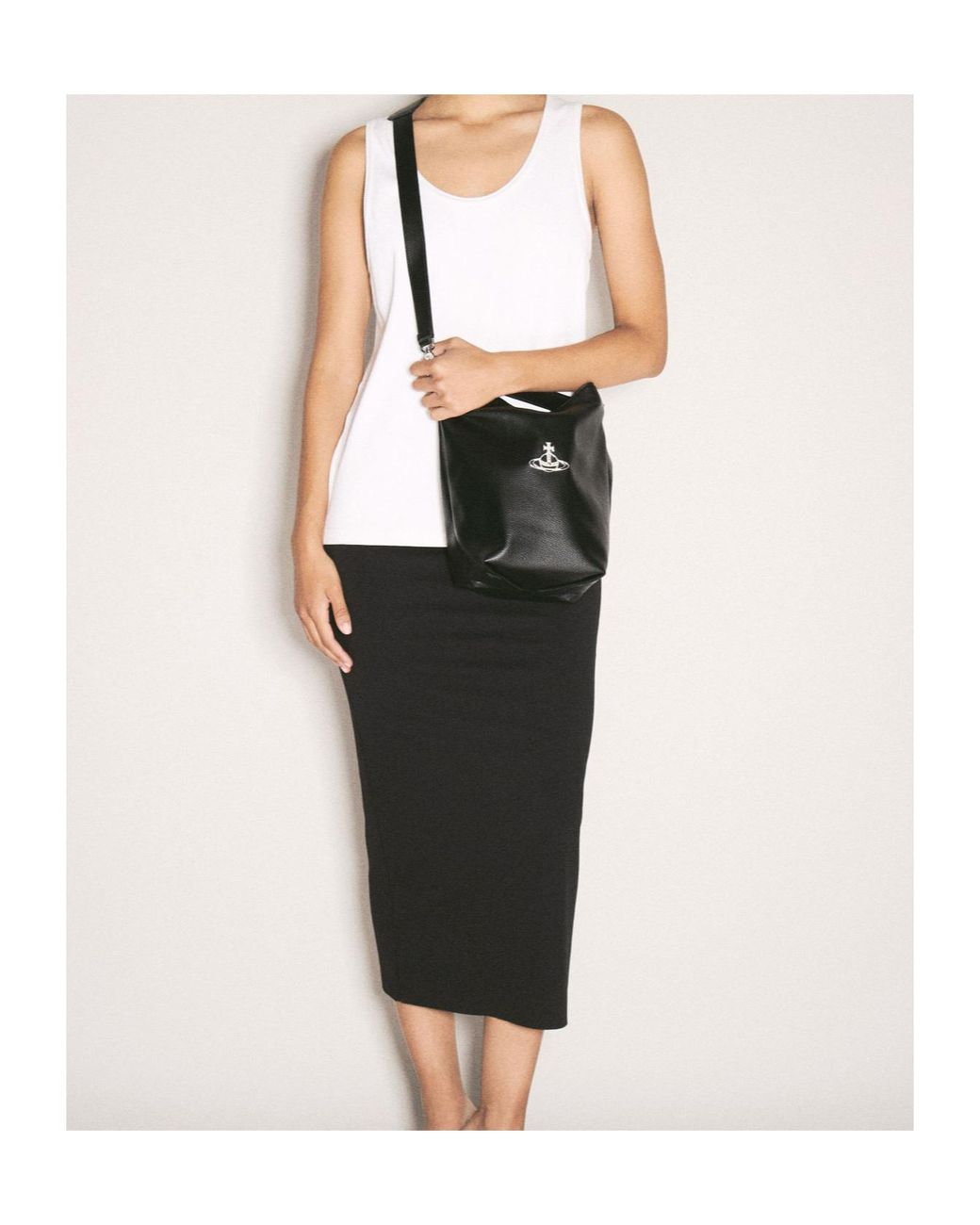Vivienne Westwood White Logo Plaque Bucket Bag