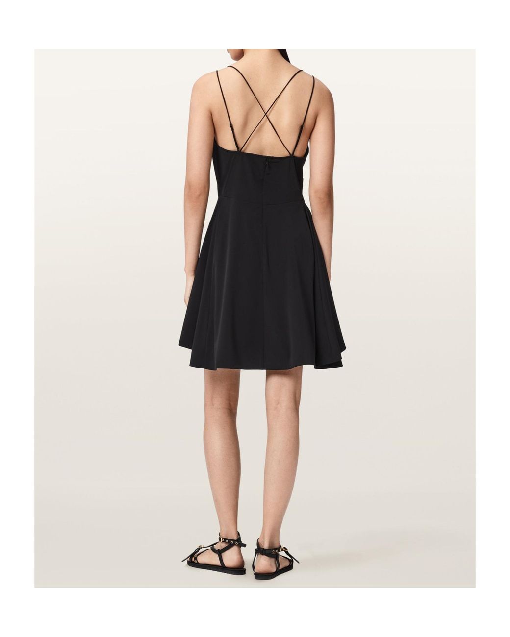 AllSaints Black Claire Draped Mini Dress